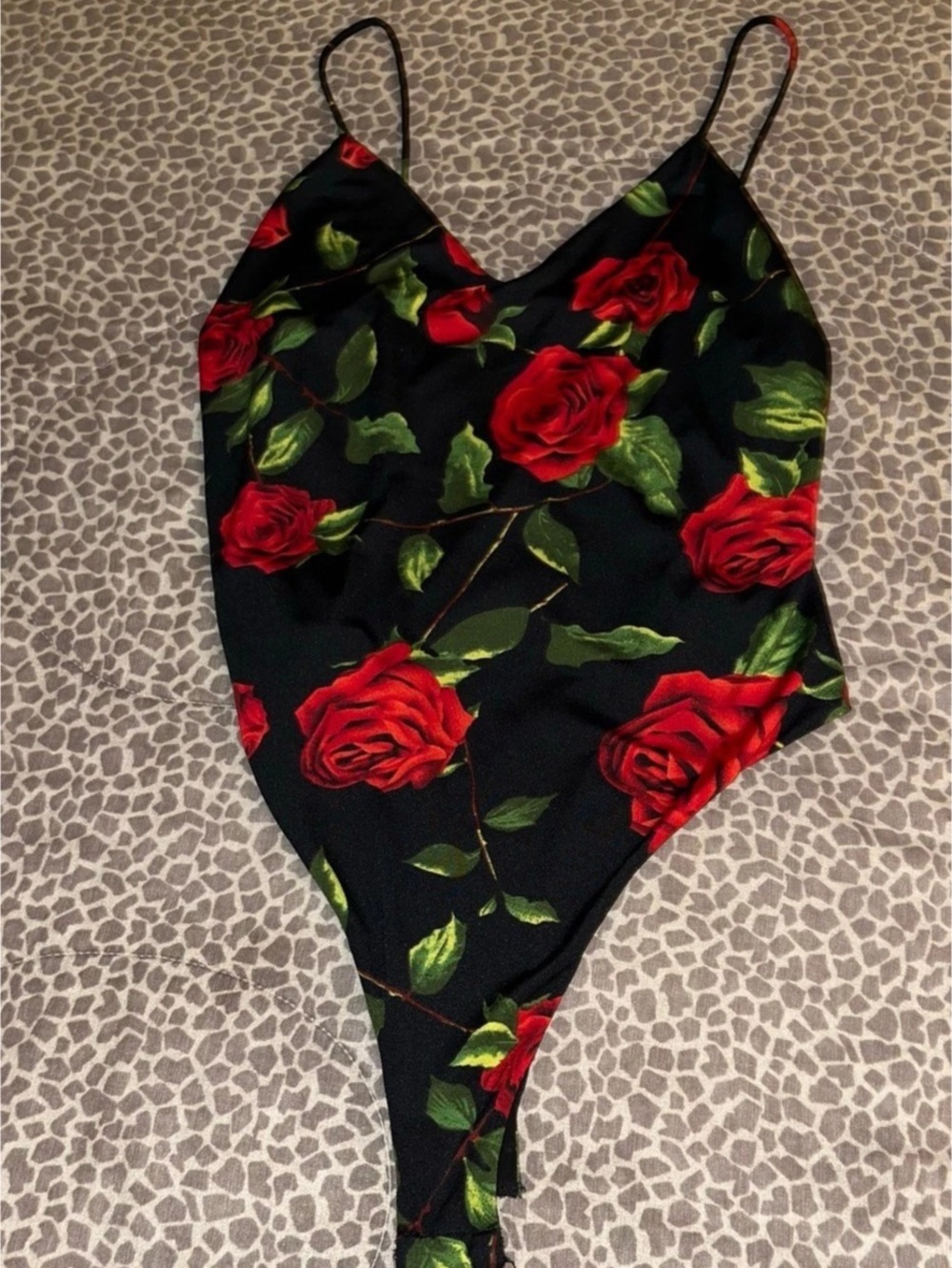 Fashion Nova Floral Rose One-Piece Bodysuit